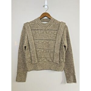 Endless Rose Sweater Size XS Beige Oatmeal Crew Neck Chunky Knit Pullover‎
